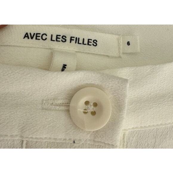 Avec Les Filles Button Down White Rayon Skirt size 6 - Picture 3 of 4